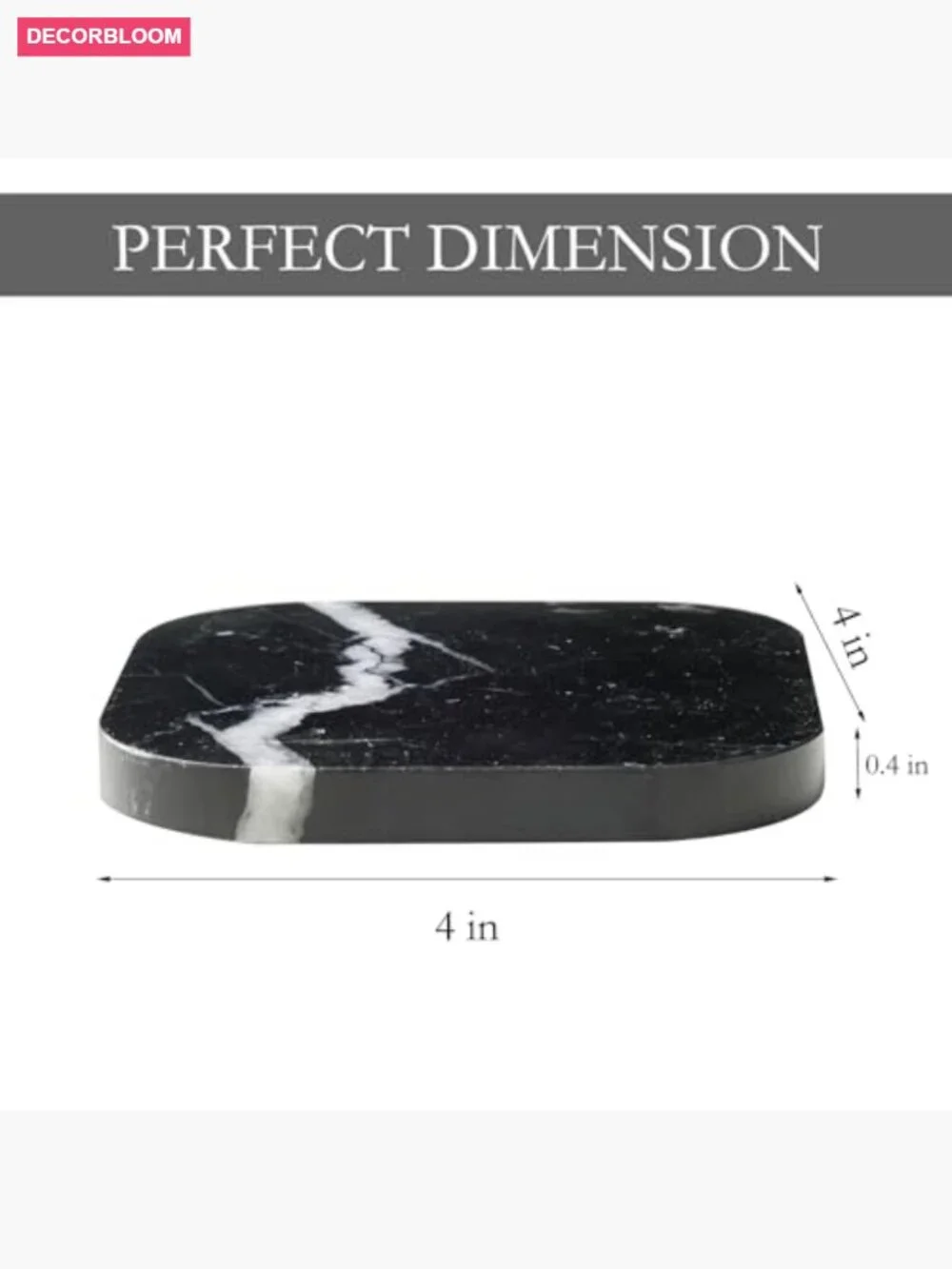 Square Marble Coaster Set of 4 Stone Drink Holders for Table